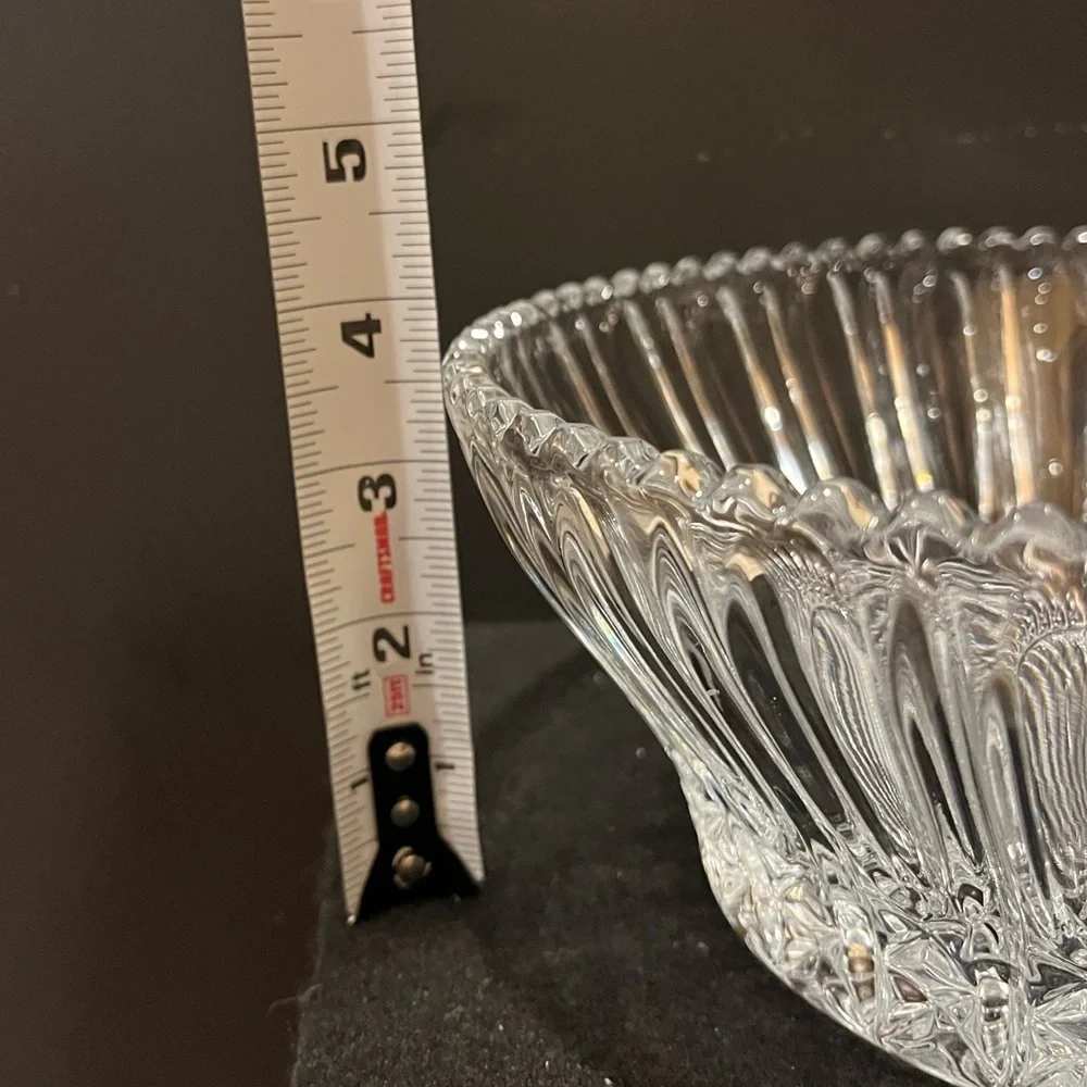 Zajecar Louvre Crystal Bowl: Heavy Fluted Glass Centerpiece with Sawtooth Rim